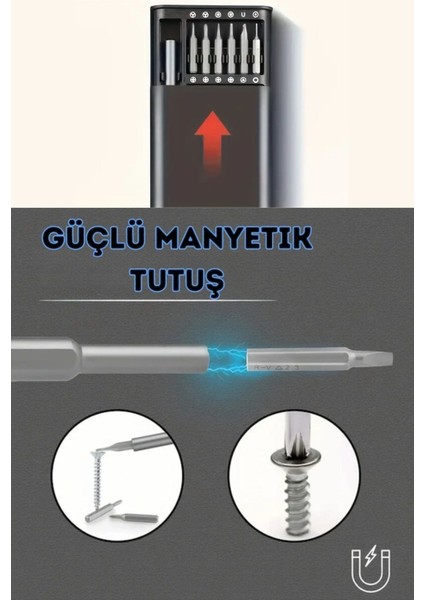 25 Parça Çok Amaçlı Mıknatıslı Uçlu Tornavida Seti modelleri