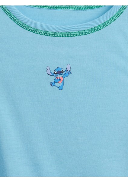 Kız Çocuk Açık Mavi Lilo & Stitch Çocuk Geri Dönüştürülmüş Pijama Takımı fiyatları