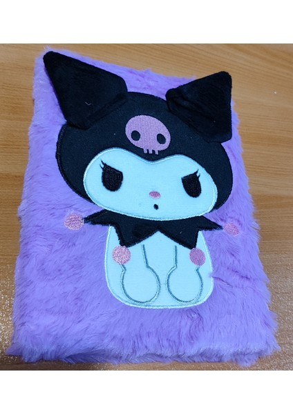 A5 Boyutunda Kuromi Figürlü Peluş Çizgili Çok Amaçlı Defter AD59350