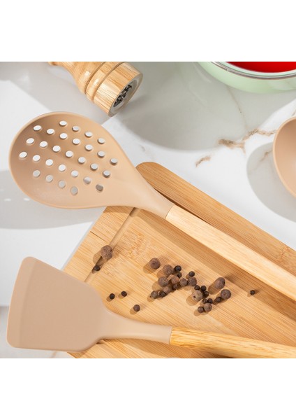 3167 Bambu Silikon 4 Parça Servis Takımı Seti Cappuccino
