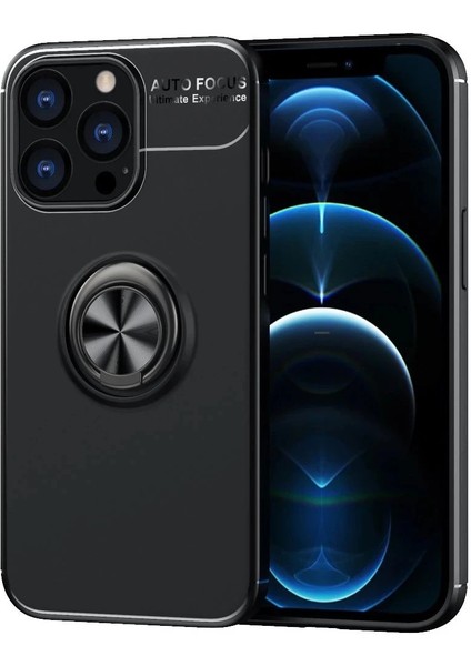 Newface iPhone 13 Pro Kılıf Range Yüzüklü Silikon - Siyah