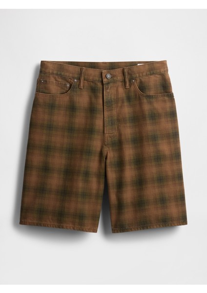 Erkek Kahverengi Kareli Kanvas Şort fiyatları