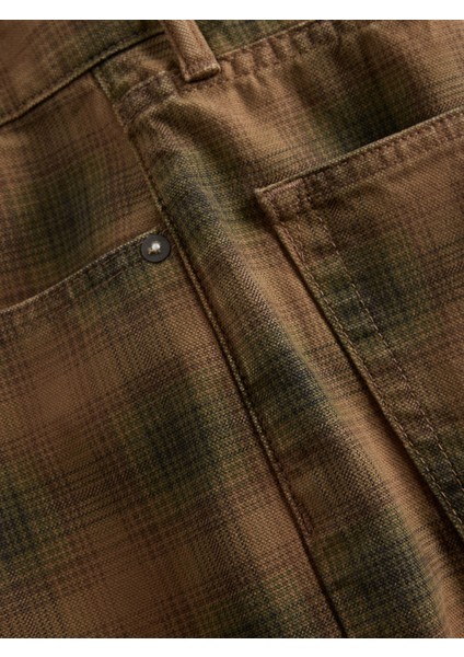 Erkek Kahverengi Kareli Kanvas Şort modelleri