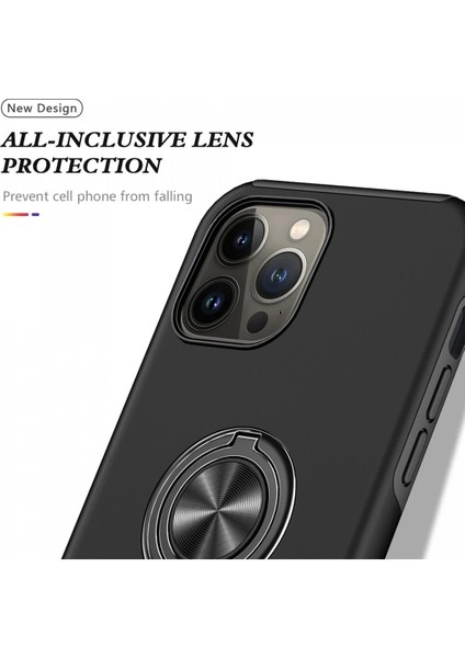 Newface iPhone 13 Pro Kılıf Elit Yüzüklü Kapak - Siyah fırsatları