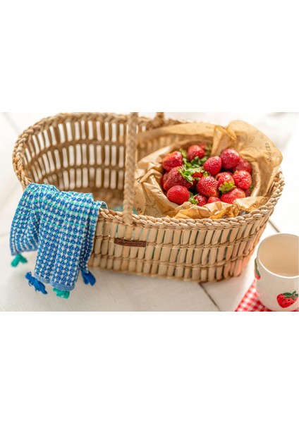 Atandu Home %100 El Yapımı Doğal Hasır Kulplu Piknik Sepeti – 43x22x18 cm | Piknik ve Hediye Sepeti Olarak Kullanıma Uygun | Dekoratif Çok Amaçlı Sepet modelleri