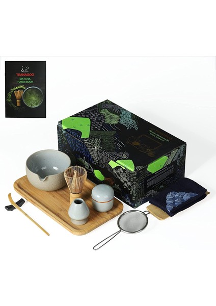Japon Matcha Çay Seti, 10 Parça Seremoni Kiti, Bambu Çırpıcı, Seramik Kase ve Aksesuarlar