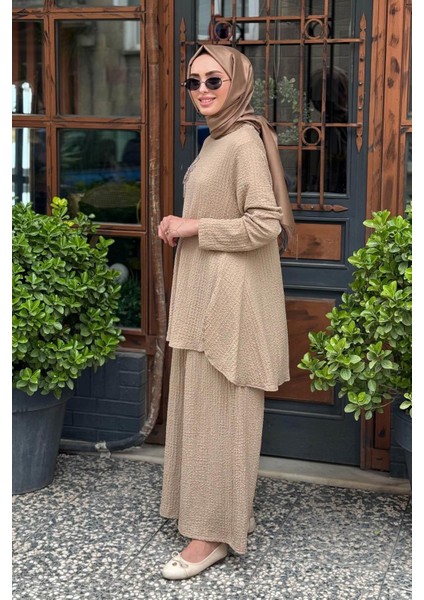 Nurcan Çetin Pantolonlu Takım 25428 Bej