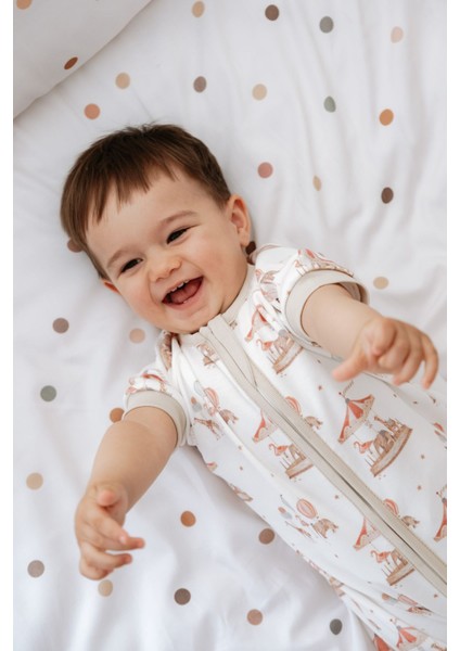0.5 Tog Yazlık Bebek & Çocuk Uyku Tulumu %100 Pamuk -Atlı Karınca