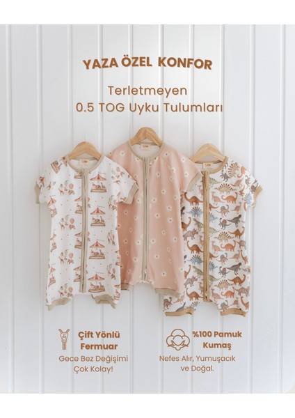 0.5 Tog Yazlık Bebek & Çocuk Uyku Tulumu %100 Pamuk -Atlı Karınca