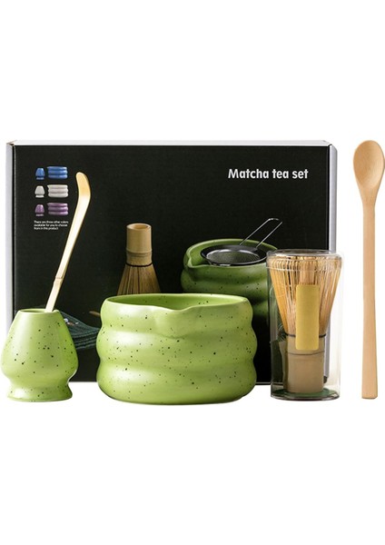 Seremoniye Uygun 5 Parça Matcha Seti Bambu Çırpıcı, Seramik Kase ve Kaşık ile Çay Ritüeli