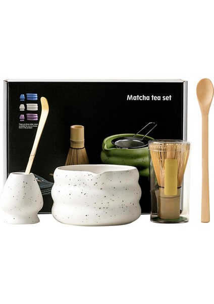 Seremoniye Uygun 5 Parça Matcha Seti Bambu Çırpıcı, Seramik Kase ve Kaşık ile Çay Ritüeli