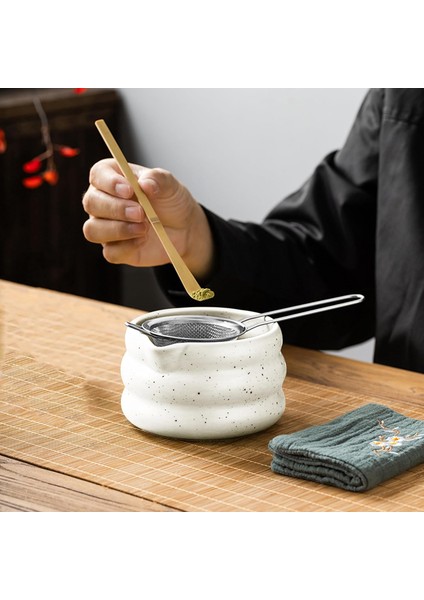 Seremoniye Uygun 5 Parça Matcha Seti Bambu Çırpıcı, Seramik Kase ve Kaşık ile Çay Ritüeli modelleri