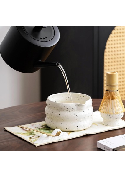 Seremoniye Uygun 5 Parça Matcha Seti Bambu Çırpıcı, Seramik Kase ve Kaşık ile Çay Ritüeli fırsatları