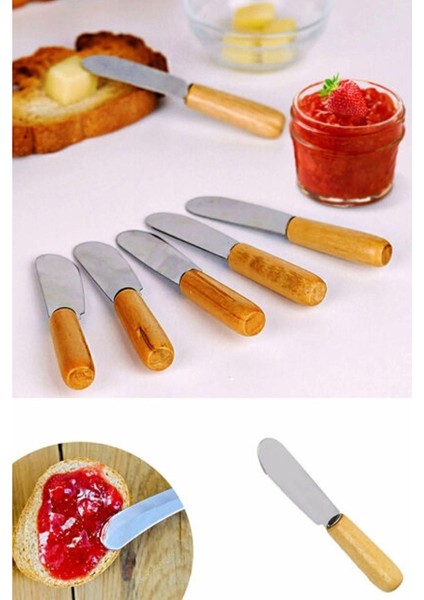 Bambu Saplı Tereyağı Bıçağı , Reçel Bal Nutella Bıçağı, Kahvaltı Sunum Bıçağı 6 Adet