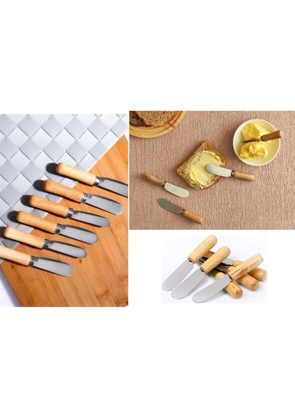 Bambu Saplı Tereyağı Bıçağı , Reçel Bal Nutella Bıçağı, Kahvaltı Sunum Bıçağı 6 Adet
