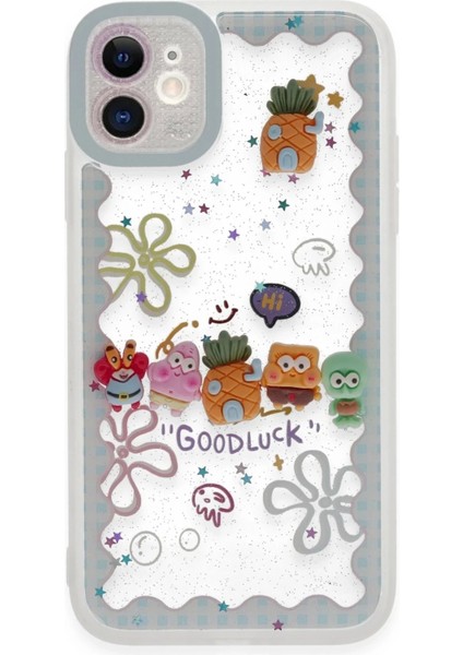 Newface iPhone 11 Kılıf Sweet Desenli Silikon Kapak - Açık Mavi