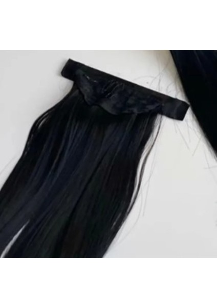 Siyah At Kuyruğu Saç Düz Cıtçıtlı Takma Postiş Saç 60 cm Isıya Dayanıklı fiyatları