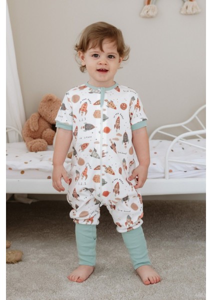 0.5 Tog Yazlık Bebek & Çocuk Uyku Tulumu, %100 Pamuk - Space Uzay