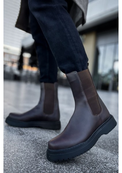 J223 Alaska Bağcıksız Ortopedik Taban Günlük Cilt Erkek Spor Postal Bot Cst Kahverengi modelleri