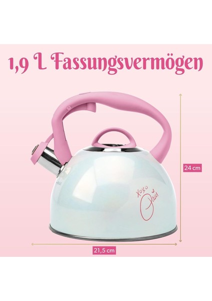Paslanmaz Çelik Çaydanlık , 2 L, Cool-Touch Saplı, Düdüklü, Pembe