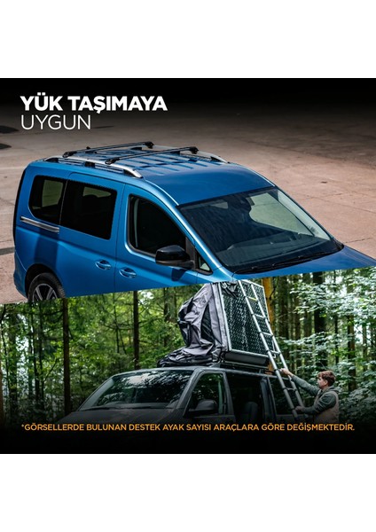 Volkswagen Caravelle (T5) Tavan Çıtası 2003-2015 Arası Uyumlu - Turtle Crown Gri