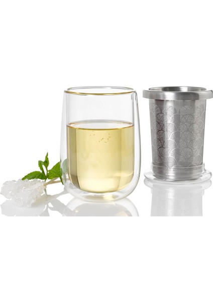 Çift Cidarlı Borosilikat Çay Bardağı ve Çay Filtresi 13,5 cm 0,4 L fiyatları