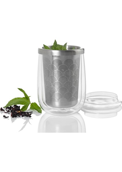 Çift Cidarlı Borosilikat Çay Bardağı ve Çay Filtresi 13,5 cm 0,4 L modelleri