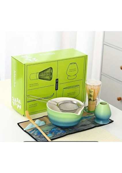 Matcha Seti, Seramik Kase ve Bambu Süpürge ile Japon Çay Seremonisi