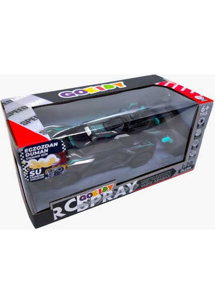 Gokidy Rc Spray Uzaktan Kumandalı Şarjlı Duman Atan Oyuncak Araba 18 cm Siyah LED Işıklı