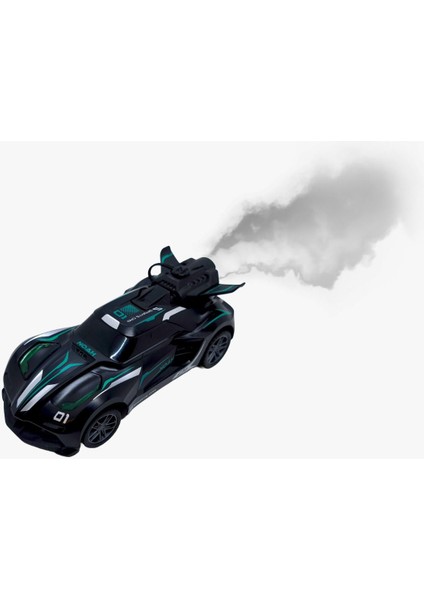 Gokidy Rc Spray Uzaktan Kumandalı Şarjlı Duman Atan Oyuncak Araba 18 cm Siyah LED Işıklı