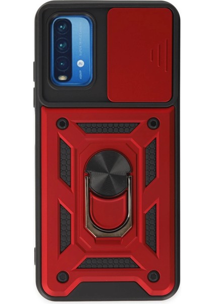 Xiaomi Redmi Note 9 4g Kılıf Pars Lens Yüzüklü Silikon - Kırmızı Dsdrn