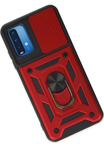 Xiaomi Redmi Note 9 4g Kılıf Pars Lens Yüzüklü Silikon - Kırmızı Dsdrn