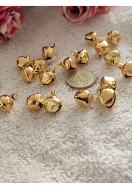 Minik Boy Çan Zil – 10 mm – 20 Adet – Gold Renk – Hobi, Kedi & Köpek Tasma Zili