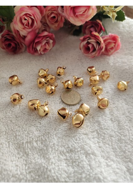 Minik Boy Çan Zil – 10 mm – 20 Adet – Gold Renk – Hobi, Kedi & Köpek Tasma Zili