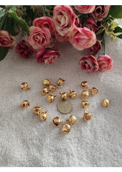 Minik Boy Çan Zil – 10 mm – 20 Adet – Gold Renk – Hobi, Kedi & Köpek Tasma Zili