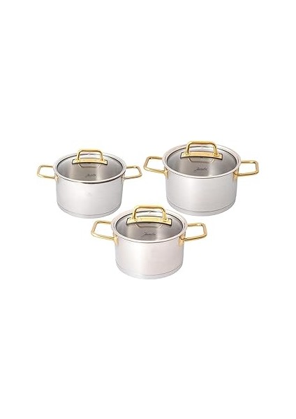 Assos Midi 3'lü Titanyum Gold Tencere Seti