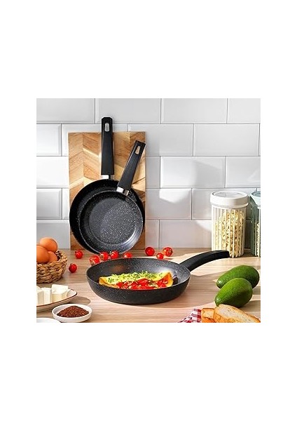 Black Stone 3 Lü Tava Seti 18CM+22CM+26CM-SIYAH