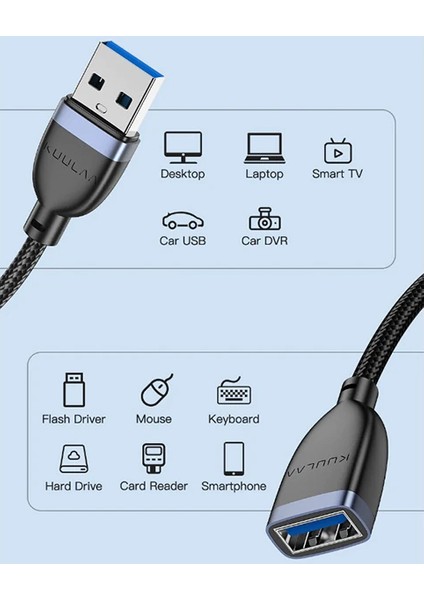 Kuulaa Usb3.0 2A Male To Female 15CM Dişi-Erkek Dönüştürücü KABLO-(1903) - CRM8827-6343
