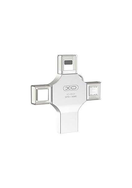 Xo 4'ü 1 Arada Otg Flash Bellek, USB 2.0/type-C/lightning/micro Usb, 15-30MB/S Okuma, Çinko Alaşım,
