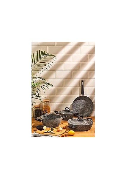 Lucca 7 Parça Tencere Seti-Gri/mavi