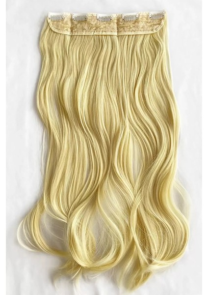 Plaj Sarısı Dalgalı Saç Çıtçıtlı Postiş Takma Saç 60CM 110GR Isıya Dayanıklı Yarımay fiyatları