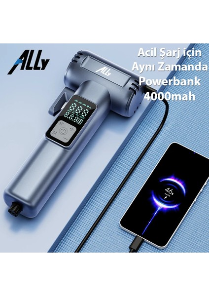 Ally ST-5530 Dijital Şarjlı Araç Lastik Hava Şişirme Pompası Powerbank Pencer - CRM3281-5785