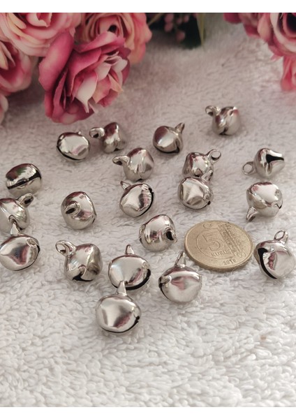 Minik Boy Çan Zil – 10 mm – 20 Adet – Nikel Renk – Hobi, Kedi & Köpek Tasma Zili