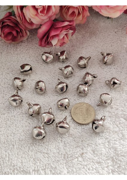 Minik Boy Çan Zil – 10 mm – 20 Adet – Nikel Renk – Hobi, Kedi & Köpek Tasma Zili