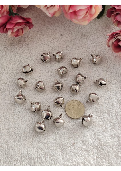 Minik Boy Çan Zil – 10 mm – 20 Adet – Nikel Renk – Hobi, Kedi & Köpek Tasma Zili