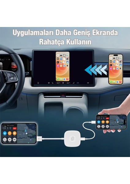 Apple iPhone Usb+Lightning Carplay Mirror Adaptör Çevirici -Youtube Netflix Tiktok - CRM4409-6199