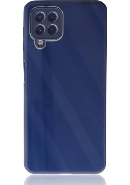 Samsung Galaxy A22 Kılıf Glass Kapak - Lacivert - CRM3973-5834