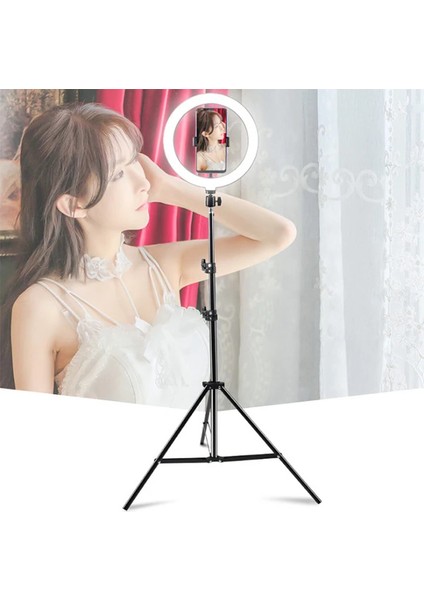Ally 10 Inch Halka LED TRIPOD(1.30M)YOUTUBER Video Selfie Stüdyo Makyaj Işığı - CRM6197-5524