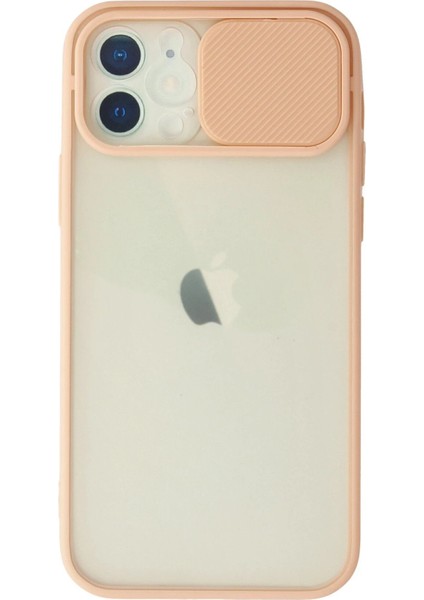 iPhone 12 Kılıf Palm Buzlu Kamera Sürgülü Silikon - Pembe - CRM9830-4487