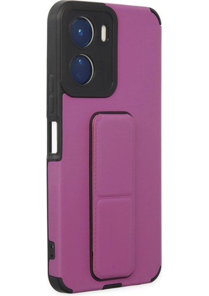 Vivo Y16 Kılıf Mega Standlı Silikon - Mor - CRM4886-4322